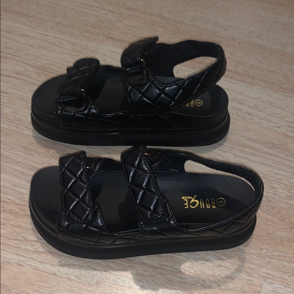 Black Platform Slingback Sandals - image 3